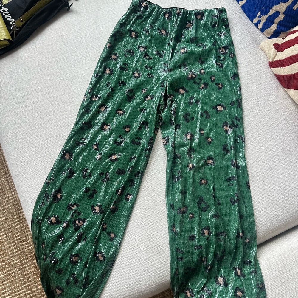 Sequin leopard pants